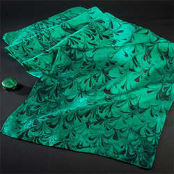 Holiday Green Silk Scarf and Clip Set