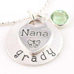 Nana's Personalized Silver Heart Necklace with Birthstone