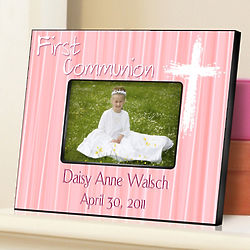 Light of God Pink First Communion Personalized Photo Frame