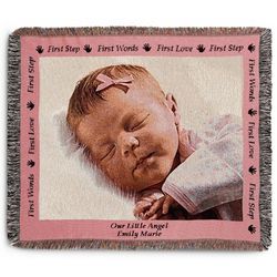 Landscape Baby Photo Blanket with Pink Border