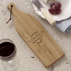 Personalized Family Name Wine Bottle Cutting Board