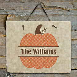 Personalized Family Name Pumpkin Slate Plaque