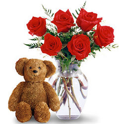 Luv You Roses and Teddy Bear