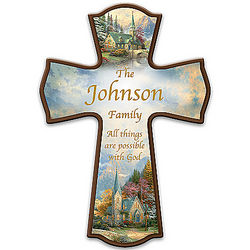 Thomas Kinkade Personalized Family Blessings Wall Hanging Cross