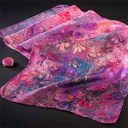 Pink Sunset Silk Scarf and Clip Set