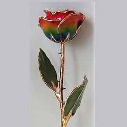 12" Rainbow Lacquered 24k Gold Edged Rose