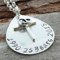 Personalized Anniversary Sterling Silver Cross Pendant