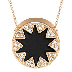 House of Harlow 1960 Mini Pave Sunburst Necklace in Black & Gold