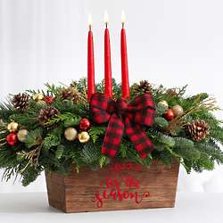 28" Holiday Glam Centerpiece with Holiday Trug Container