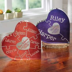 Personalized Love You To Pieces Color Heart Puzzle Plaque