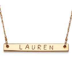 Personalized Gold Over Sterling Mini Bar Name Necklace