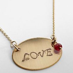 Ruby Stone Golden Love Necklace