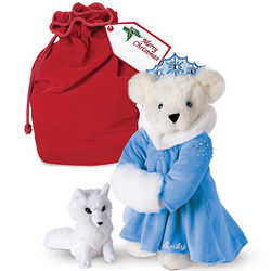 Snow Queen Bear with Red Velvet Gift Bag