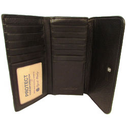 RFID Card Case Wallet in Black Leather