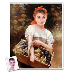 Classic Painting Grape Picker Personalized Framed Art Print