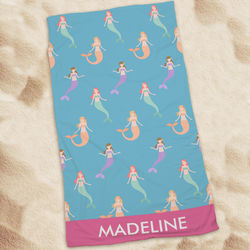 Personalized Mermaids Beach Towel