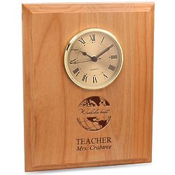 World's Best Teacher Wood Wall Clock Recognition Plaque