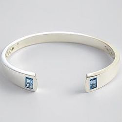 Sterling Aquamarine Birthstone Cuff Bracelet