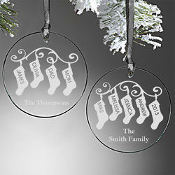 Stocking Family Personalized Glass Ornament