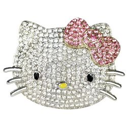 Sparkling Crystal Kitty Ring with Colorful Pink Bow