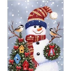 Snowman and Chickadees 550-Piece Puzzle