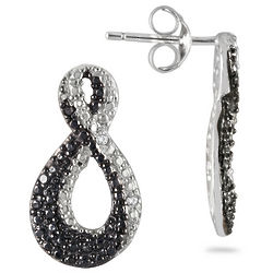 White and Black Diamond Twist Earrings