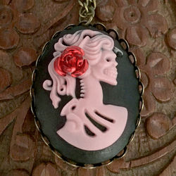 Roses Are Dead Cameo Necklace