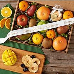 Organic Fresh & Dried Fruit Gift Box with Personalized Ribbon