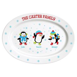 Family's Personalized Playful Penguins Platter