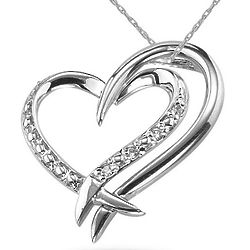 2 Hearts Connect As 1 Diamond Necklace in Sterling Silver