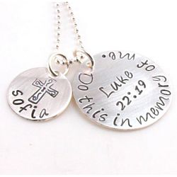 Personalized Do This in Memory of Me Luke 22:19 Silver Necklace