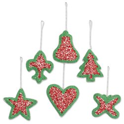 6 Christmas Party Beaded Ornaments