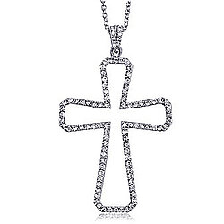 Sterling Silver Cross Cubic Zirconia Pendant Necklace
