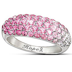 Breast Cancer Awareness Diamonesk Engraved Women's Ring