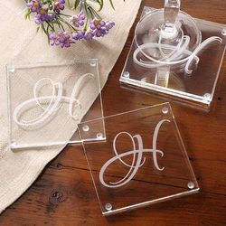Engraved Initial Impressions Glass Coaster Set