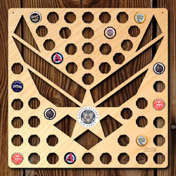 Air Force Wings Beer Cap Map with Color Medallion