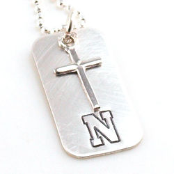 Boy's Personalized Sterling Silver Cross Dog Tag Necklace