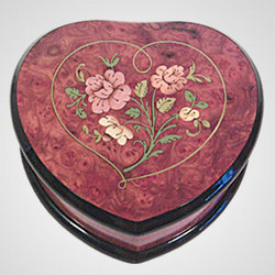 Italian Inlaid Red Heart Music Jewelry Box