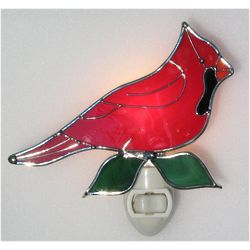 Stained Glass Red Cardinal Night Light