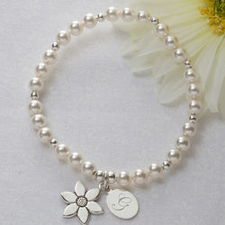 Personalized Flower Girl Bracelet with Initial Monogram