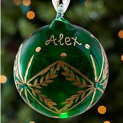 Personalized May Birthstone Glass Ornament