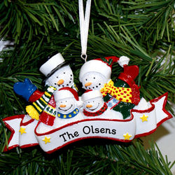 Personalized Snowman Family Ornament
