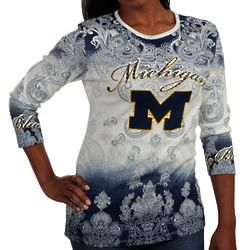 Michigan Wolverines Women's Dip Dye Three Quarter Sleeve Shirt