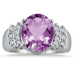 Sterling Silver 4.50 Carat Oval Amethyst and White Topaz Ring
