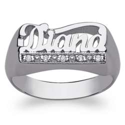 Personalized Celebrium Name Ring with CZ Stones
