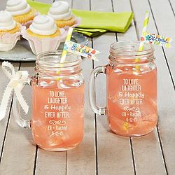 Personalized to the Happy Couple Mason Jar Glasses