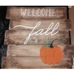 Fall Pumpkin Welcome Painted Pallet Sign