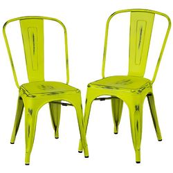 2 Alfresco Metal Dining Chairs in Lime