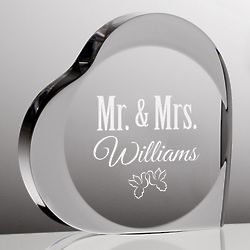 Personalized Mr. & Mrs. Clear Acrylic Heart Plaque