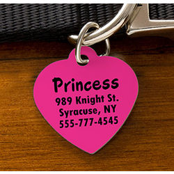Engraved Heart Pet ID Tag